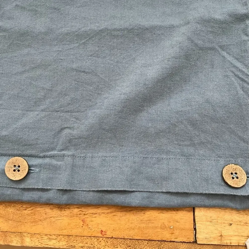 Bedsure Blue Cotton Linen Blend Full Duvet Cover Button Closure